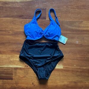 Hobie Royal Blue and Black One-Piece Swimsuit